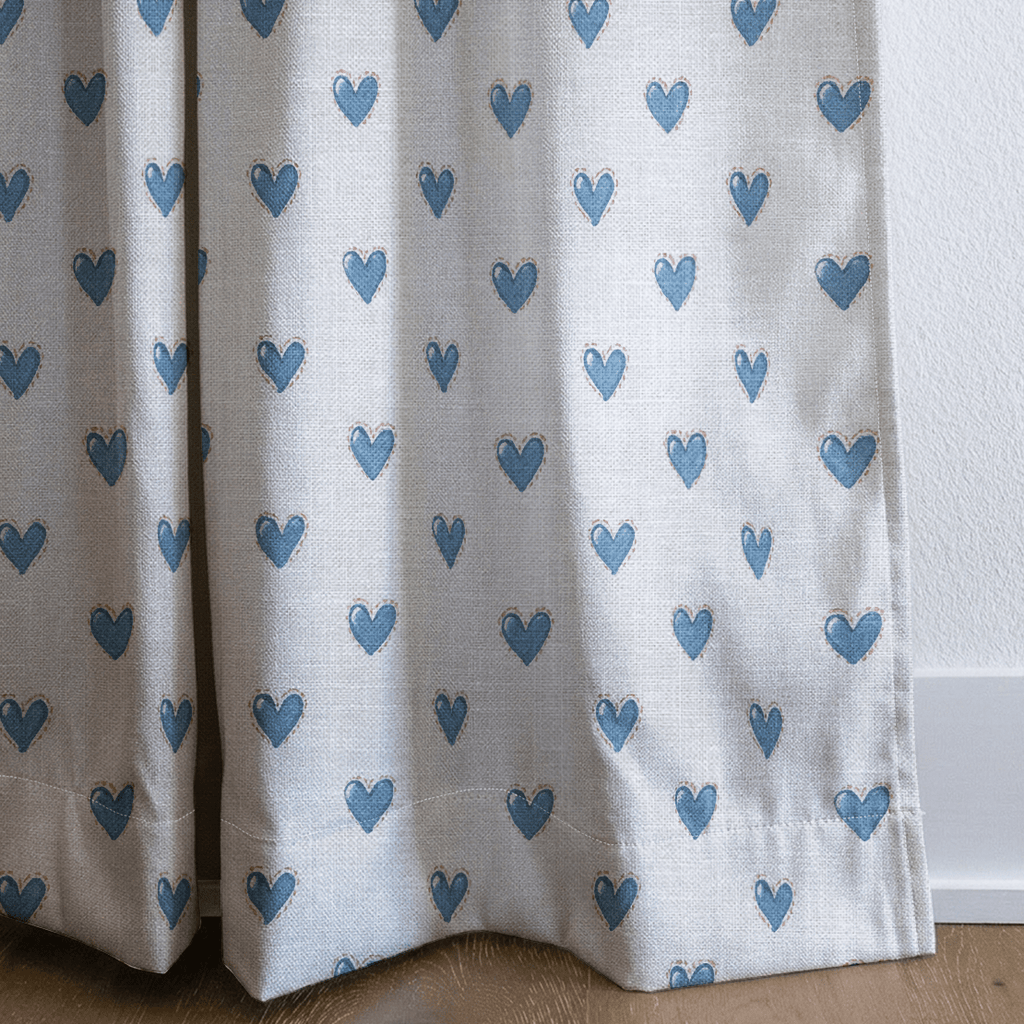 Little Blue Hearts - Curtain Panel - The Drapery