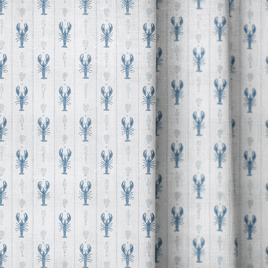Lobster Blues - Curtain Panel - The Drapery