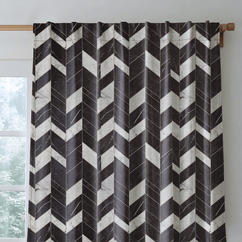 Marble Chevron - Curtain Panel - The Drapery