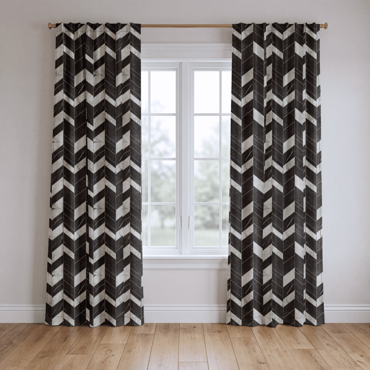 Marble Chevron - Curtain Panel - The Drapery