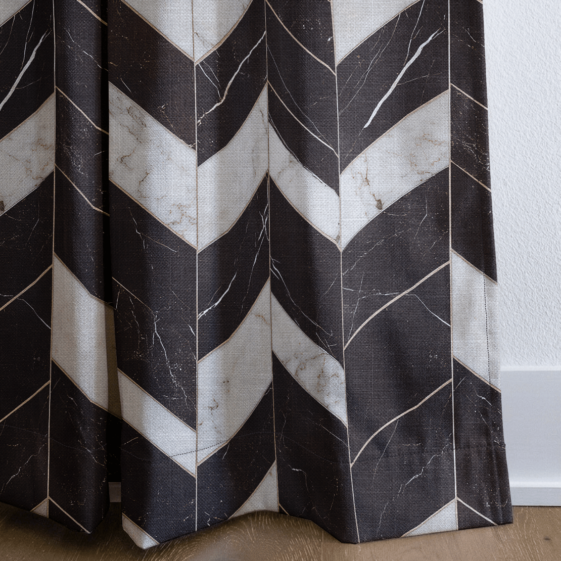 Marble Chevron - Curtain Panel - The Drapery