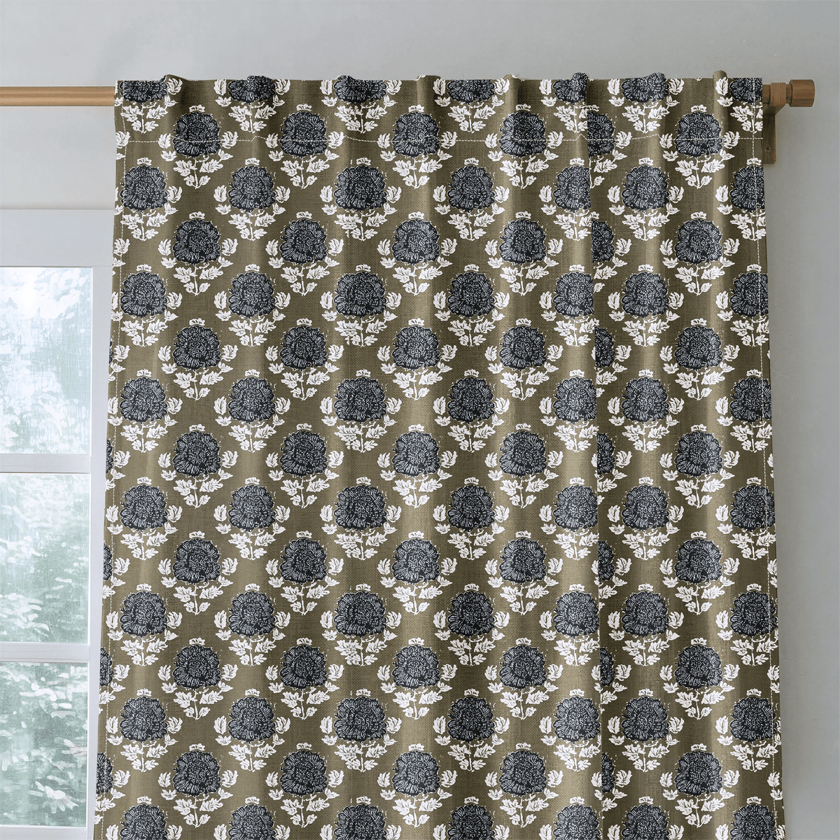 Marguerite Midnight Peony - Curtain Panel - The Drapery