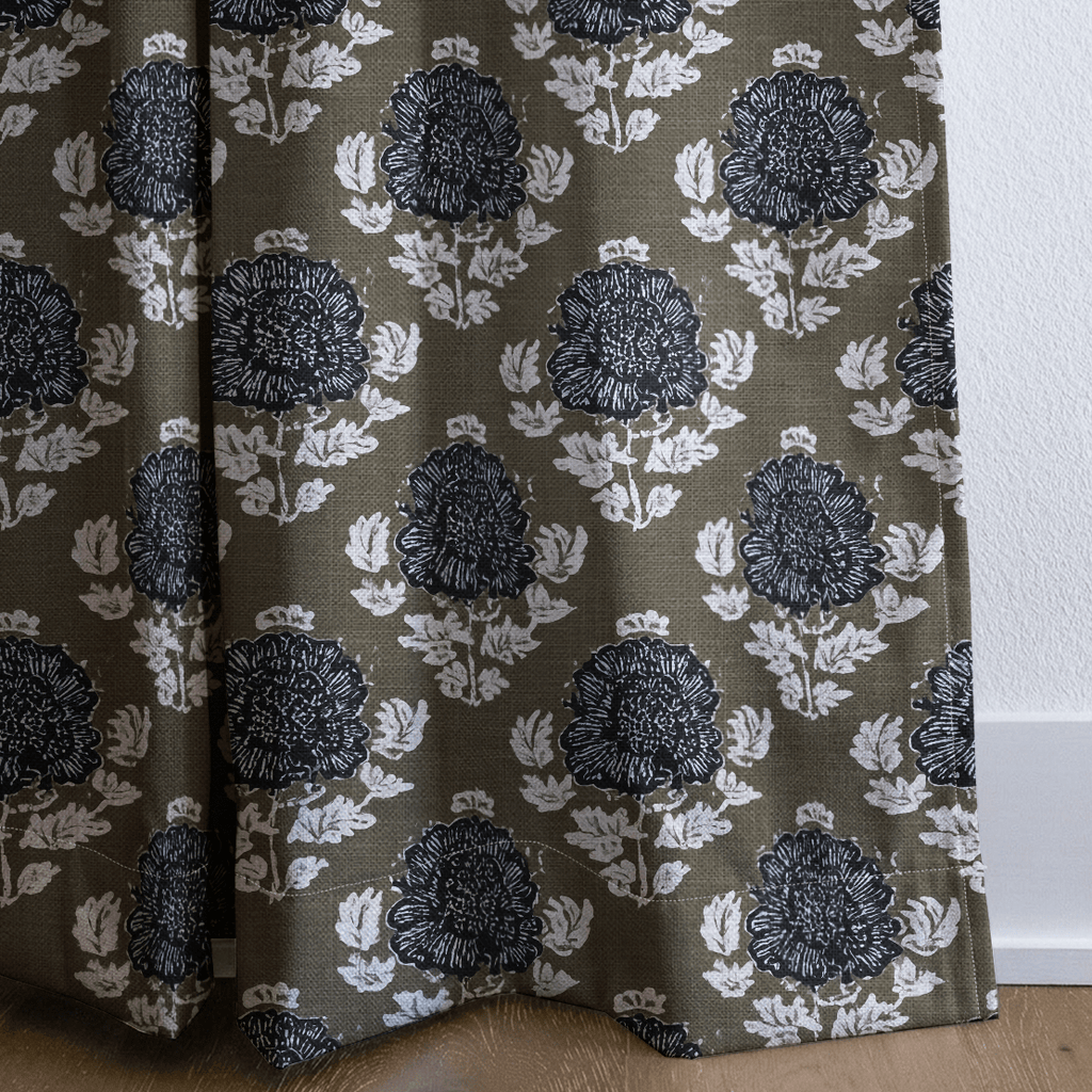 Marguerite Midnight Peony - Curtain Panel - The Drapery