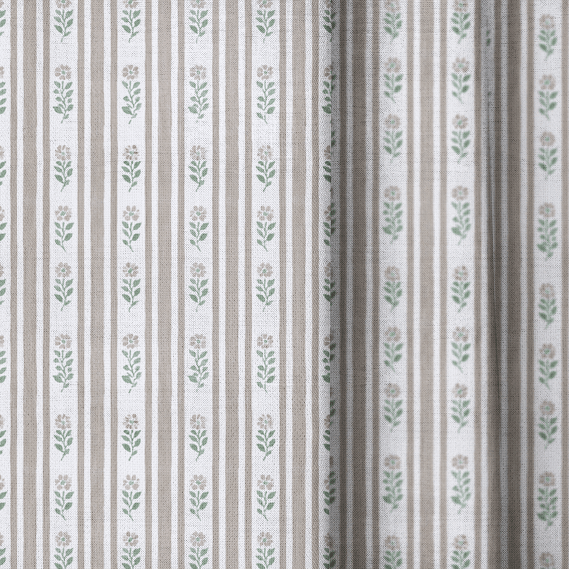Mauve Sprig Stripe - Curtain Panel - The Drapery