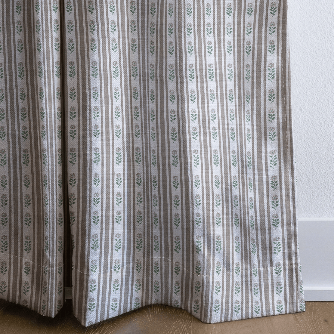 Mauve Sprig Stripe - Curtain Panel - The Drapery