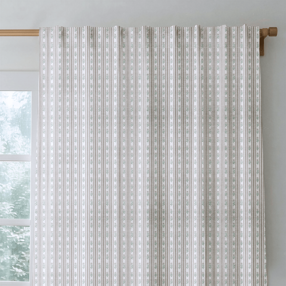 Mauve Sprig Stripe - Curtain Panel - The Drapery