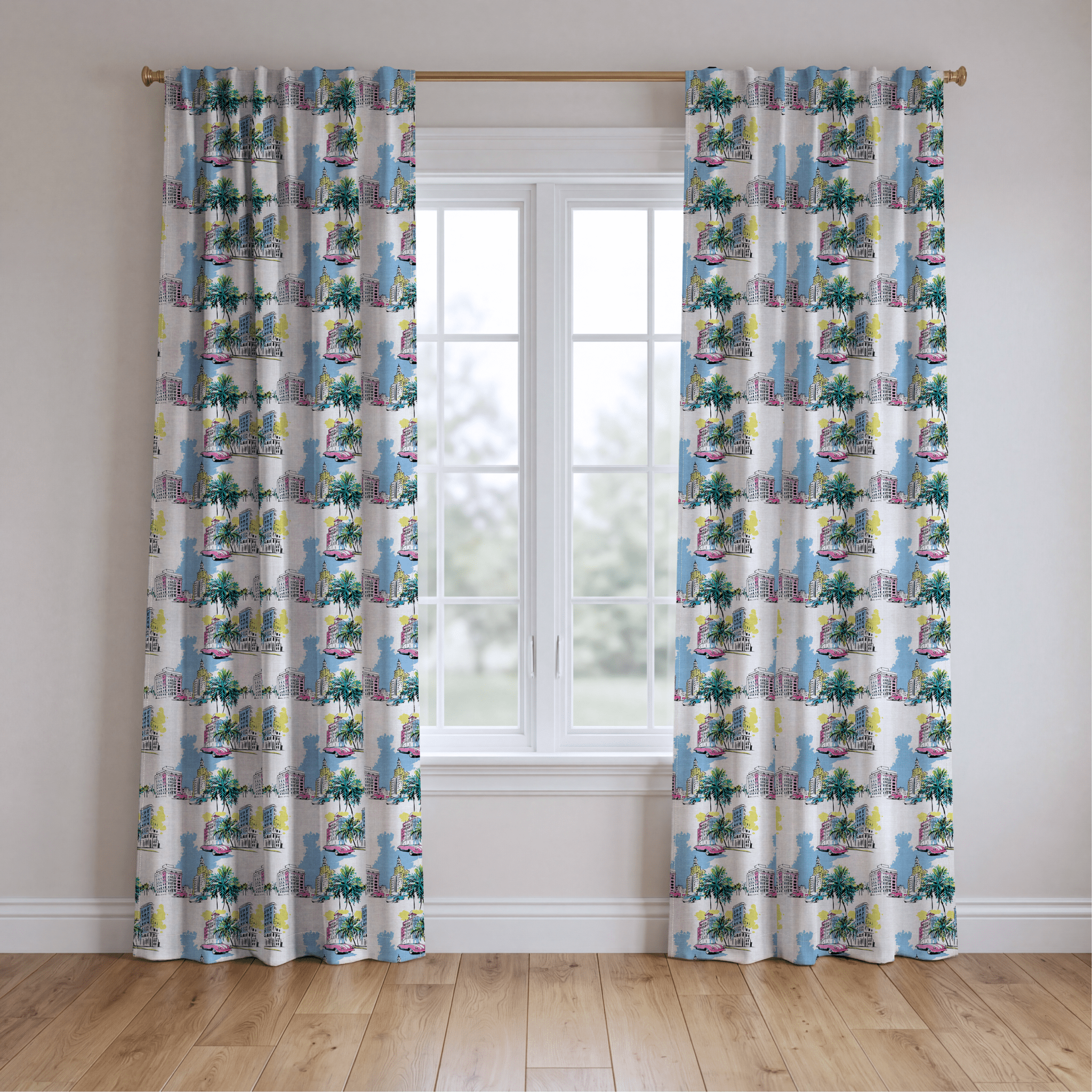 Miami Vice Versa - Curtain Panel - The Drapery