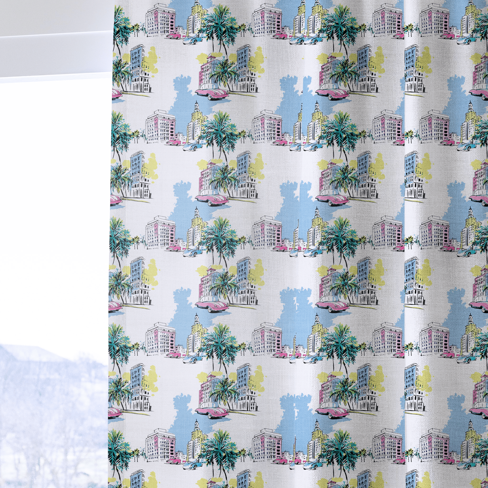 Miami Vice Versa - Curtain Panel - The Drapery
