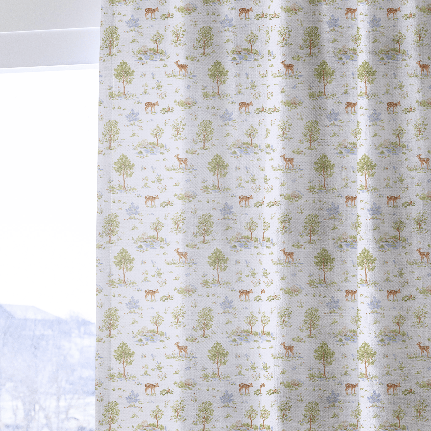 Mom & Baby Deer - Curtain Panel - The Drapery