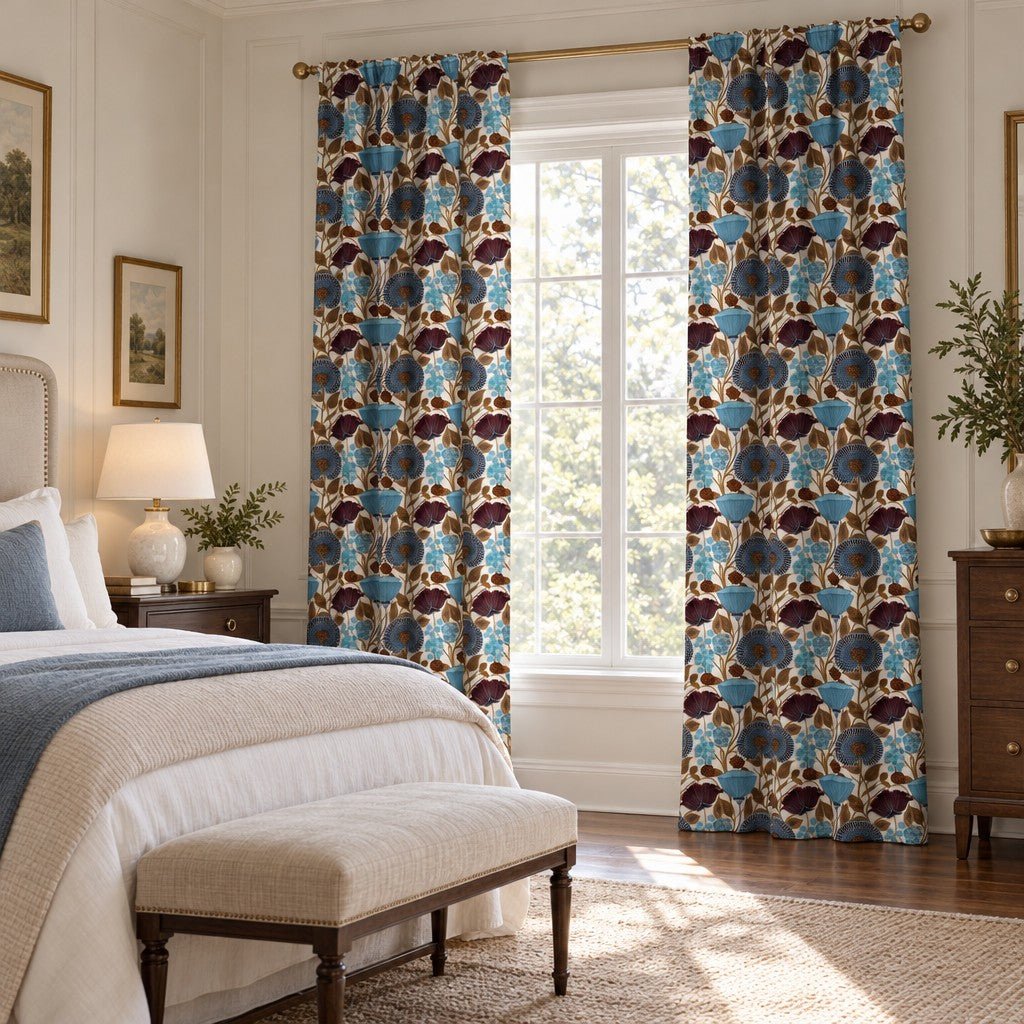 Moonflower Champagne - Curtain Panel - The Drapery