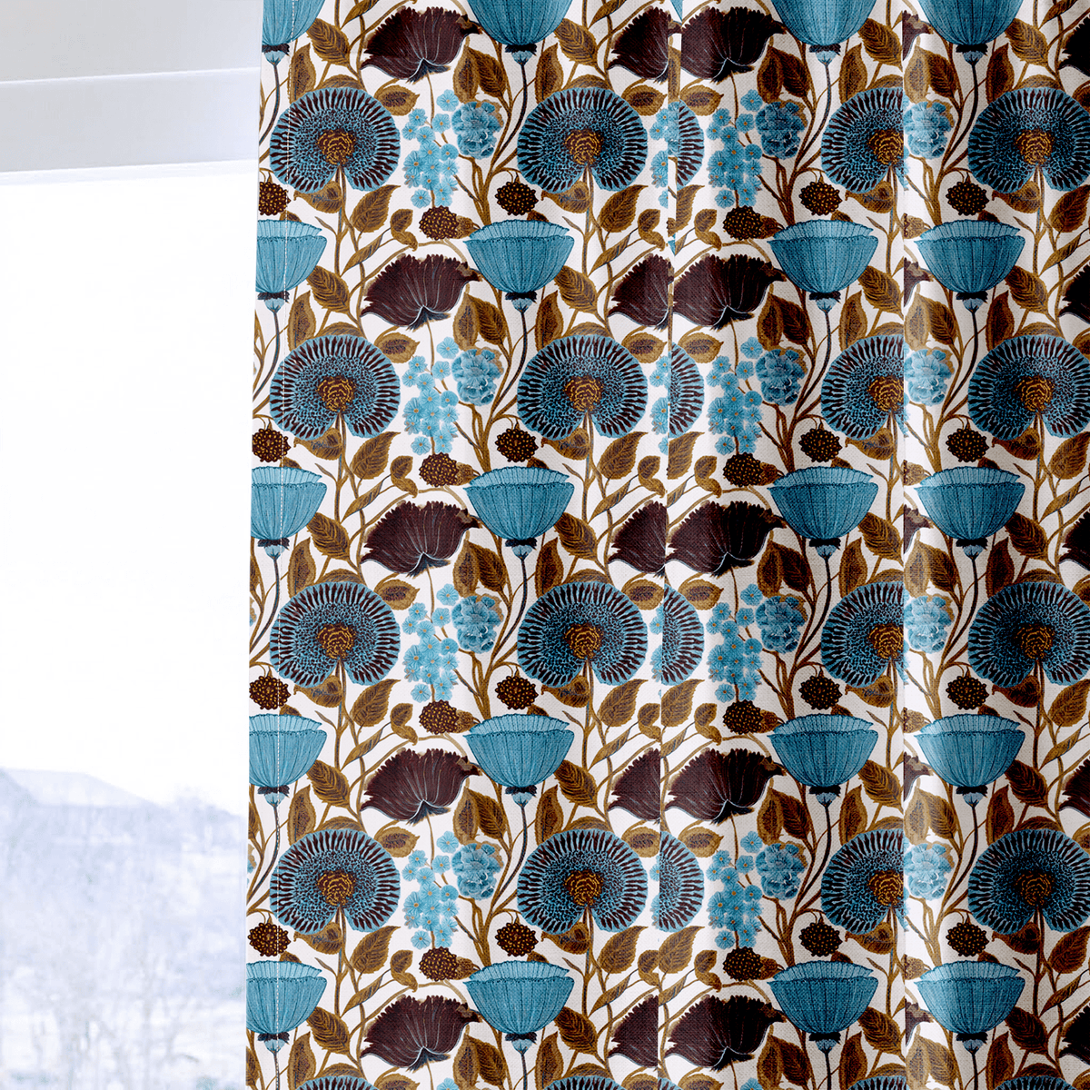 Moonflower Champagne - Curtain Panel - The Drapery
