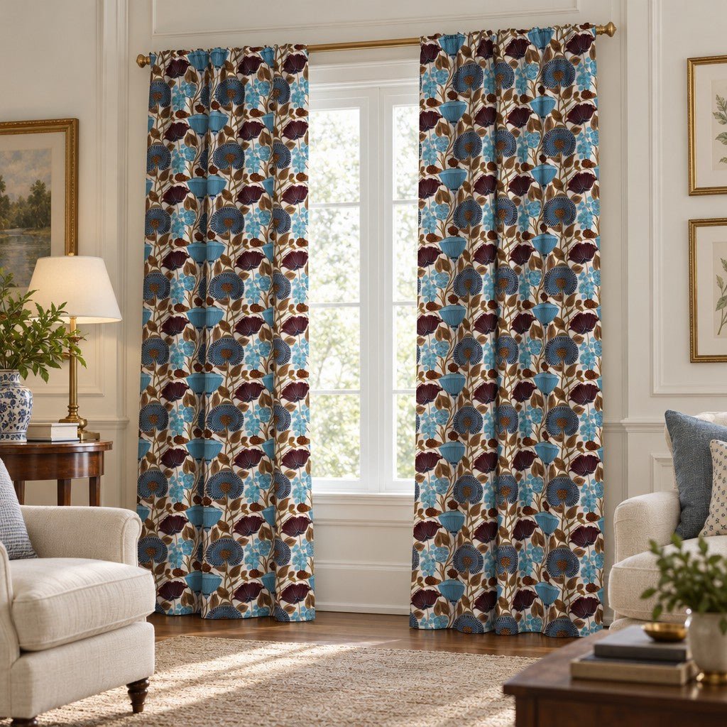 Moonflower Champagne - Curtain Panel - The Drapery