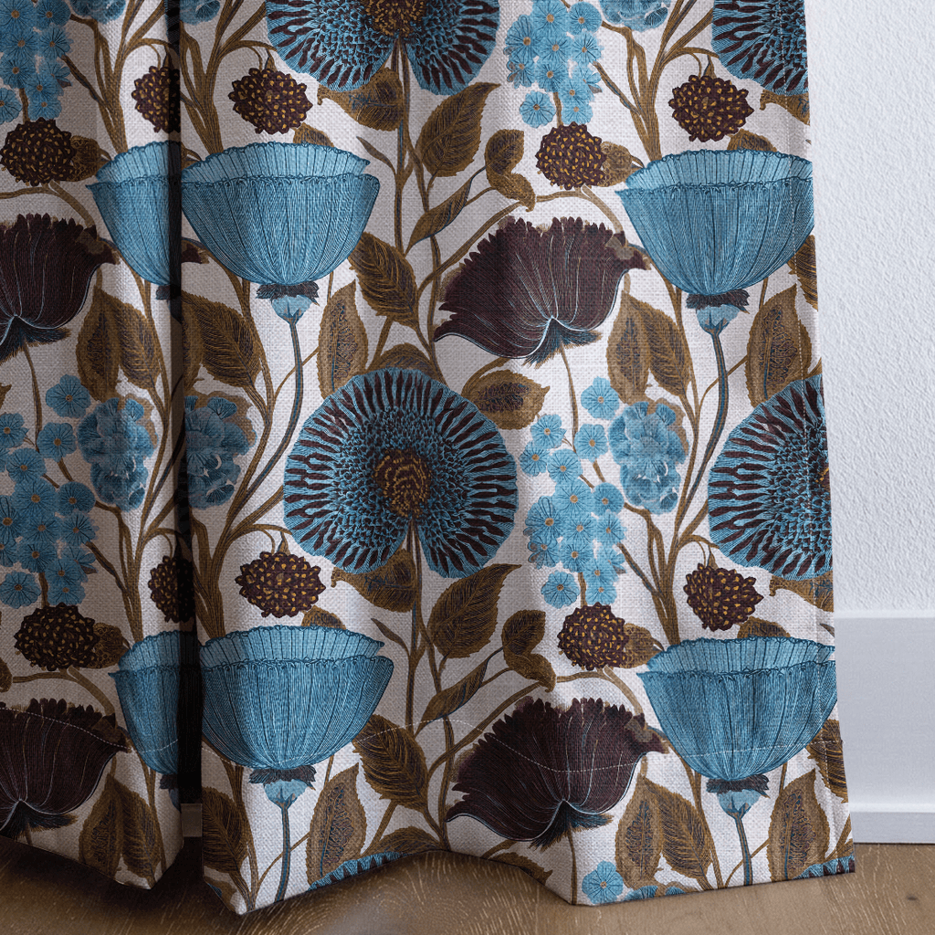 Moonflower Champagne - Curtain Panel - The Drapery