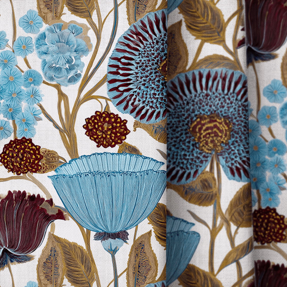 Moonflower Champagne - Curtain Panel - The Drapery