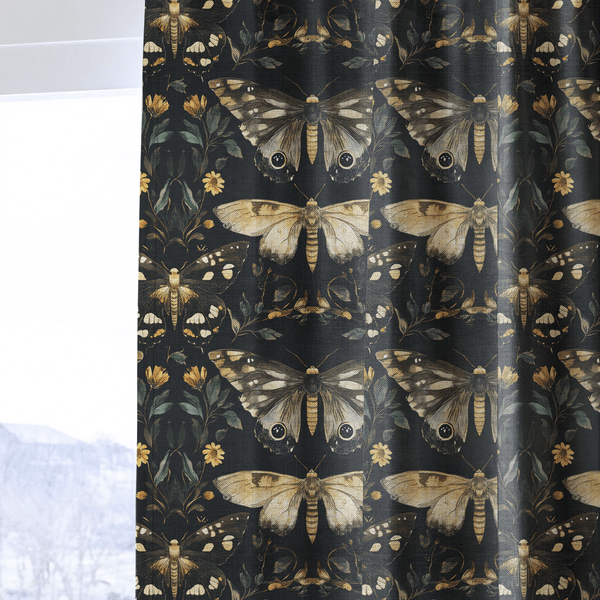 Morrigan Moths - Curtain Panel - The Drapery