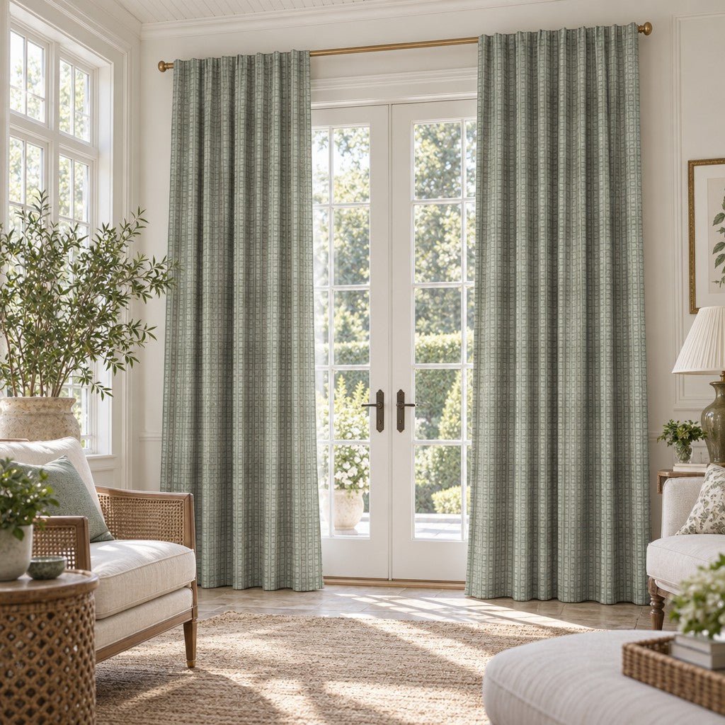 Moss Painted Plaid - Curtain Panel - The Drapery