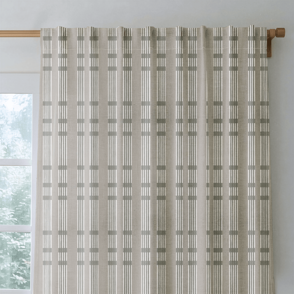Nantucket Ticking Forest - Curtain Panel - The Drapery