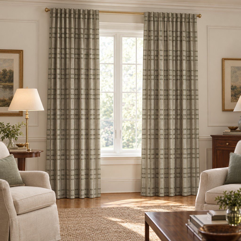 Nantucket Ticking Forest - Curtain Panel - The Drapery
