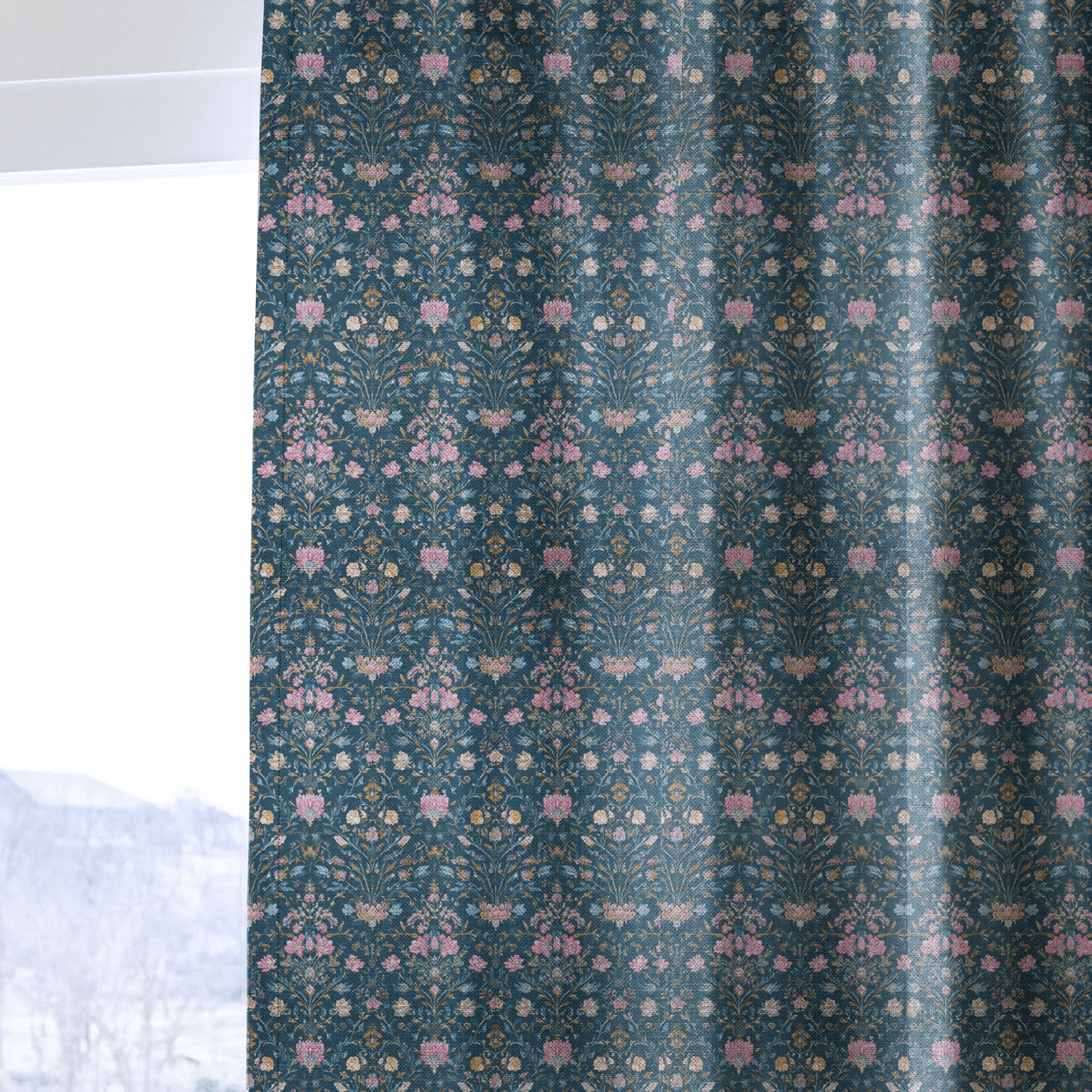 Navy Manor - Curtain Panel - The Drapery