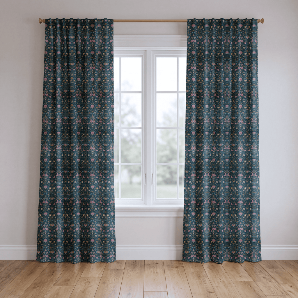 Navy Manor - Curtain Panel - The Drapery