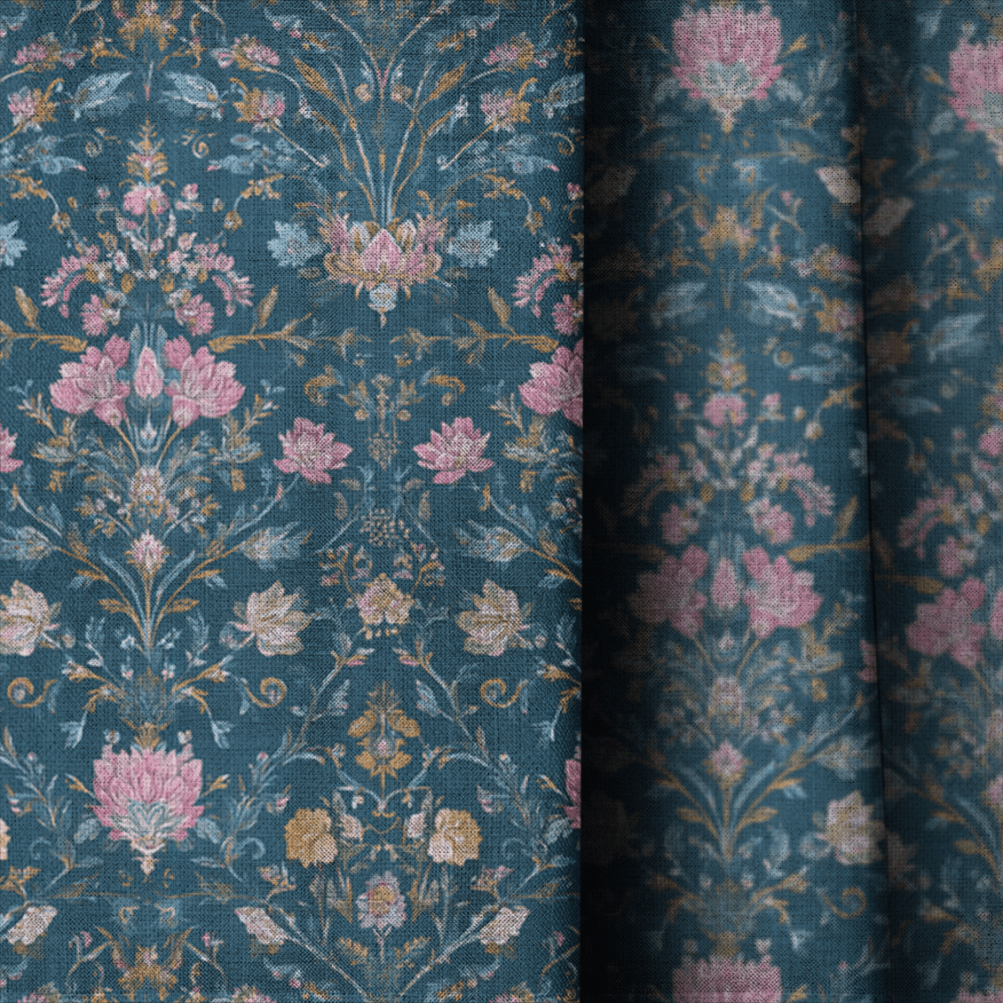 Navy Manor - Curtain Panel - The Drapery