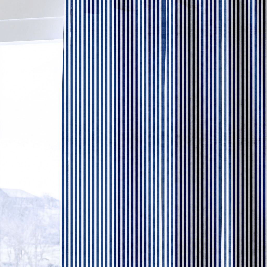 Navy Stripe - Curtain Panel - The Drapery
