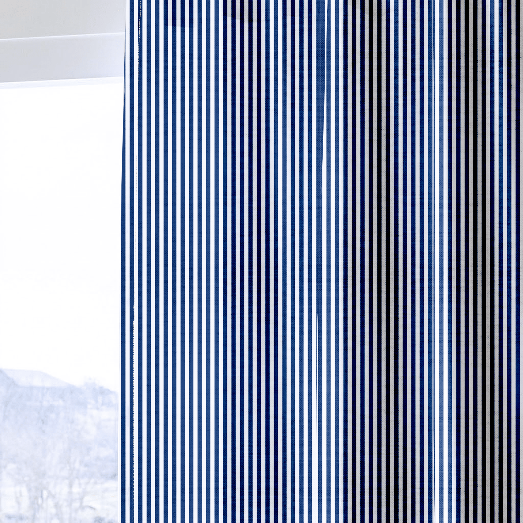 Navy Stripe - Curtain Panel - The Drapery