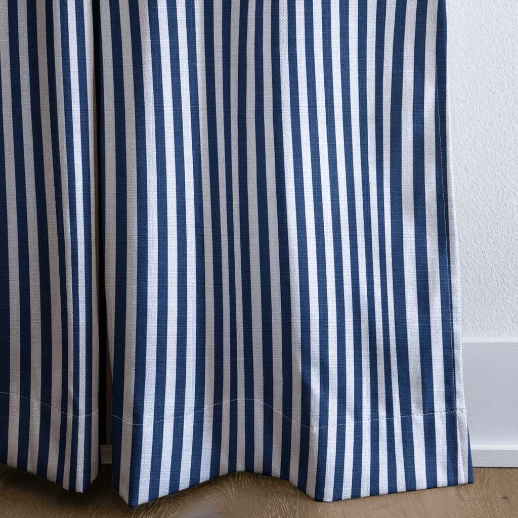 Navy Stripe - Curtain Panel - The Drapery