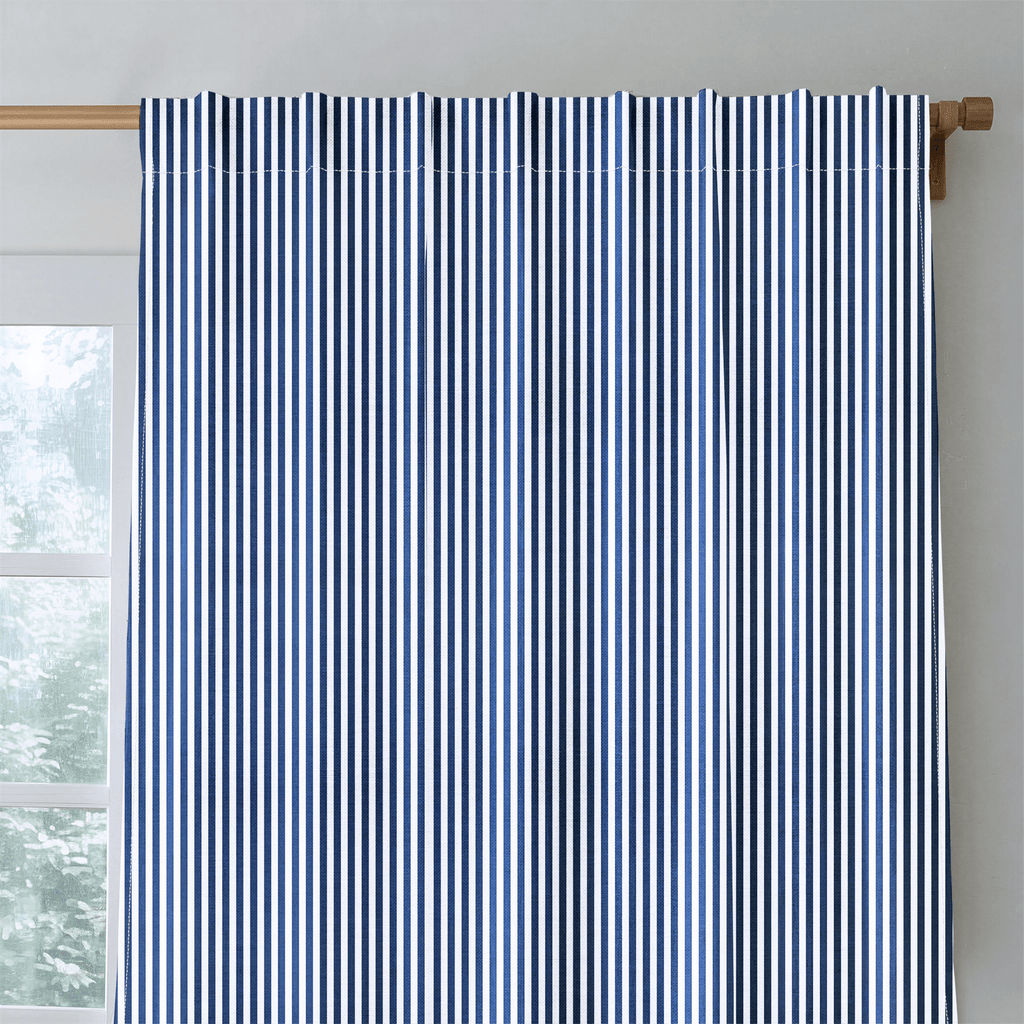Navy Stripe - Curtain Panel - The Drapery