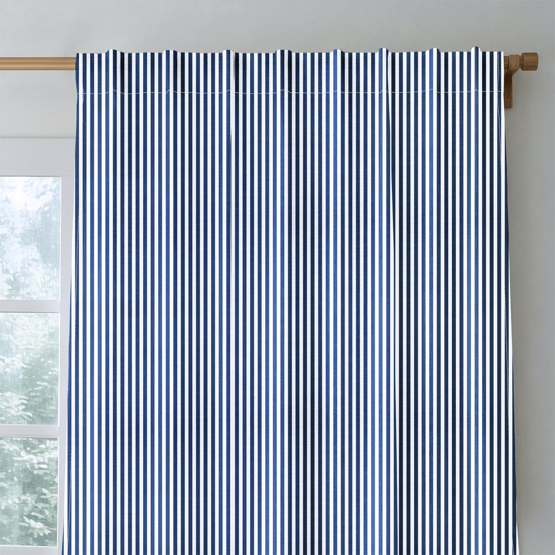 Navy Stripe - Curtain Panel - The Drapery