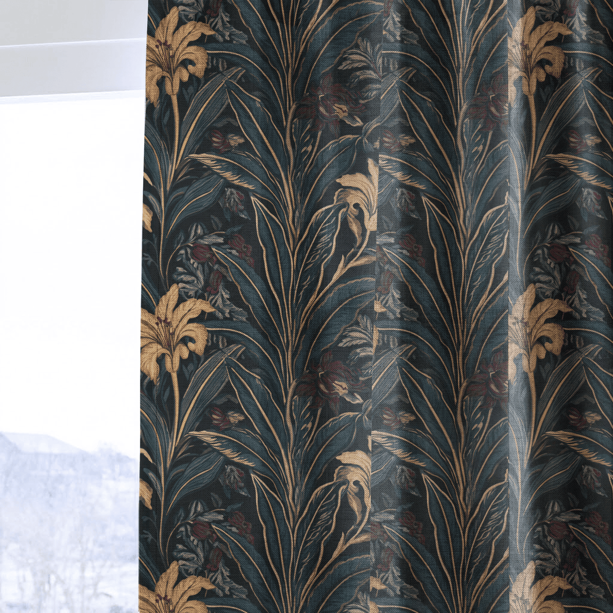 Obsidian Plume - Curtain Panel - The Drapery