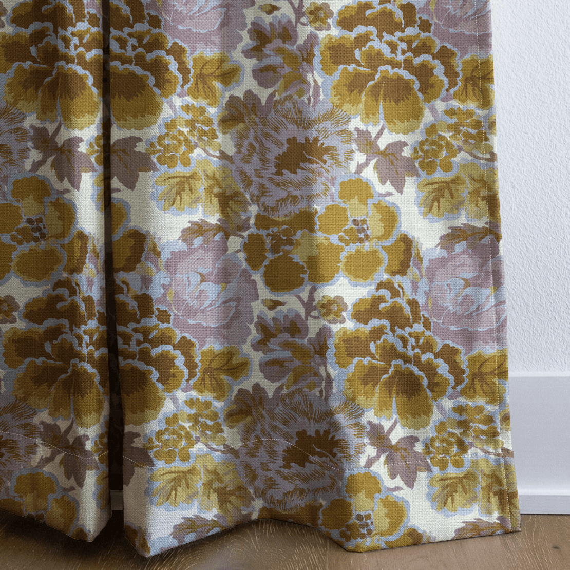 Ochre Blooms - Curtain Panel - The Drapery