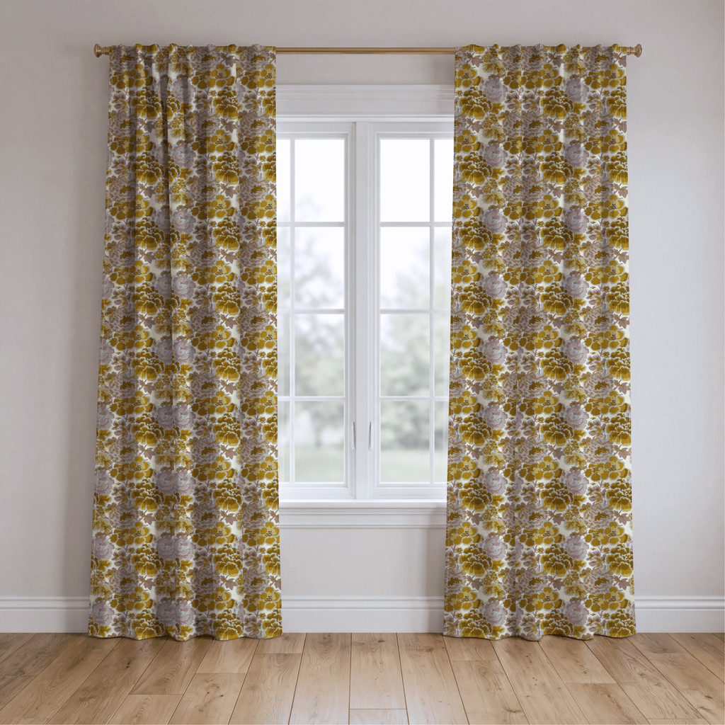 Ochre Blooms - Curtain Panel - The Drapery