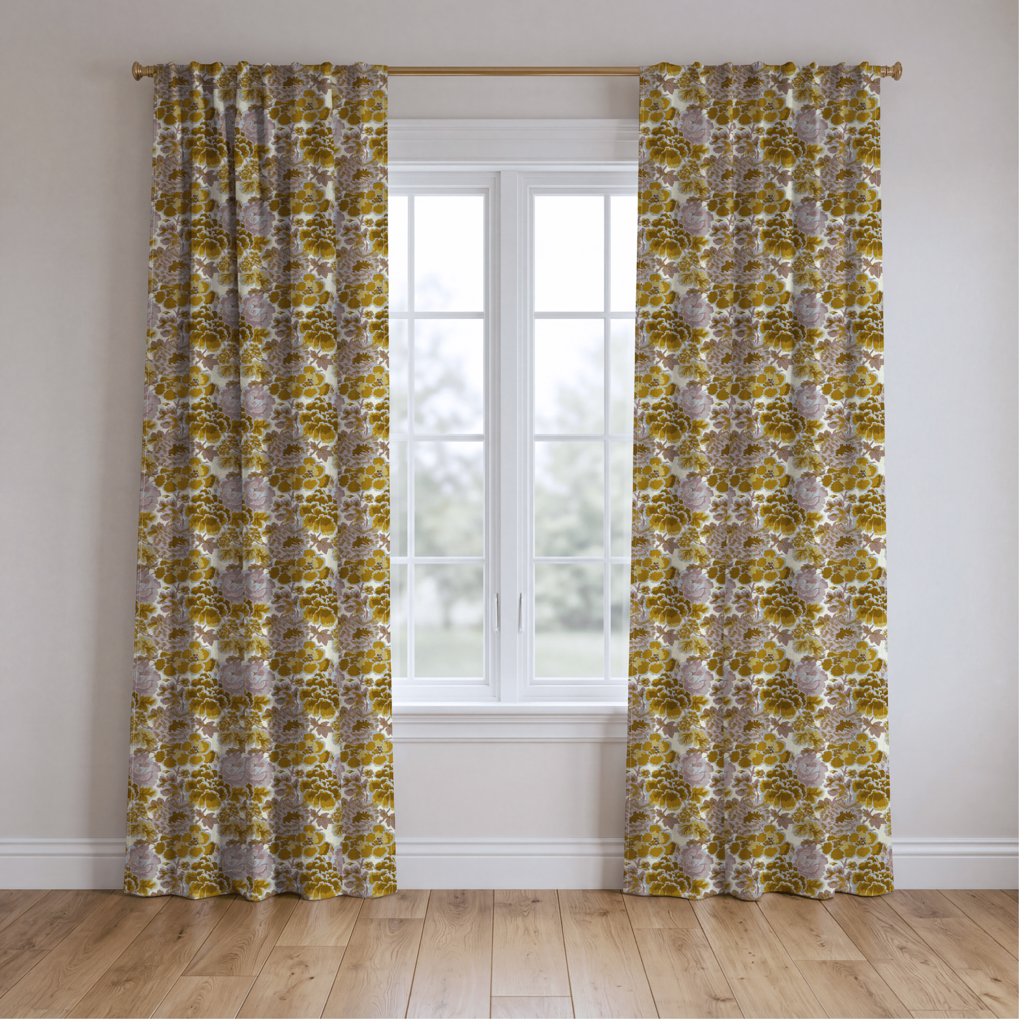 Ochre Blooms - Curtain Panel - The Drapery