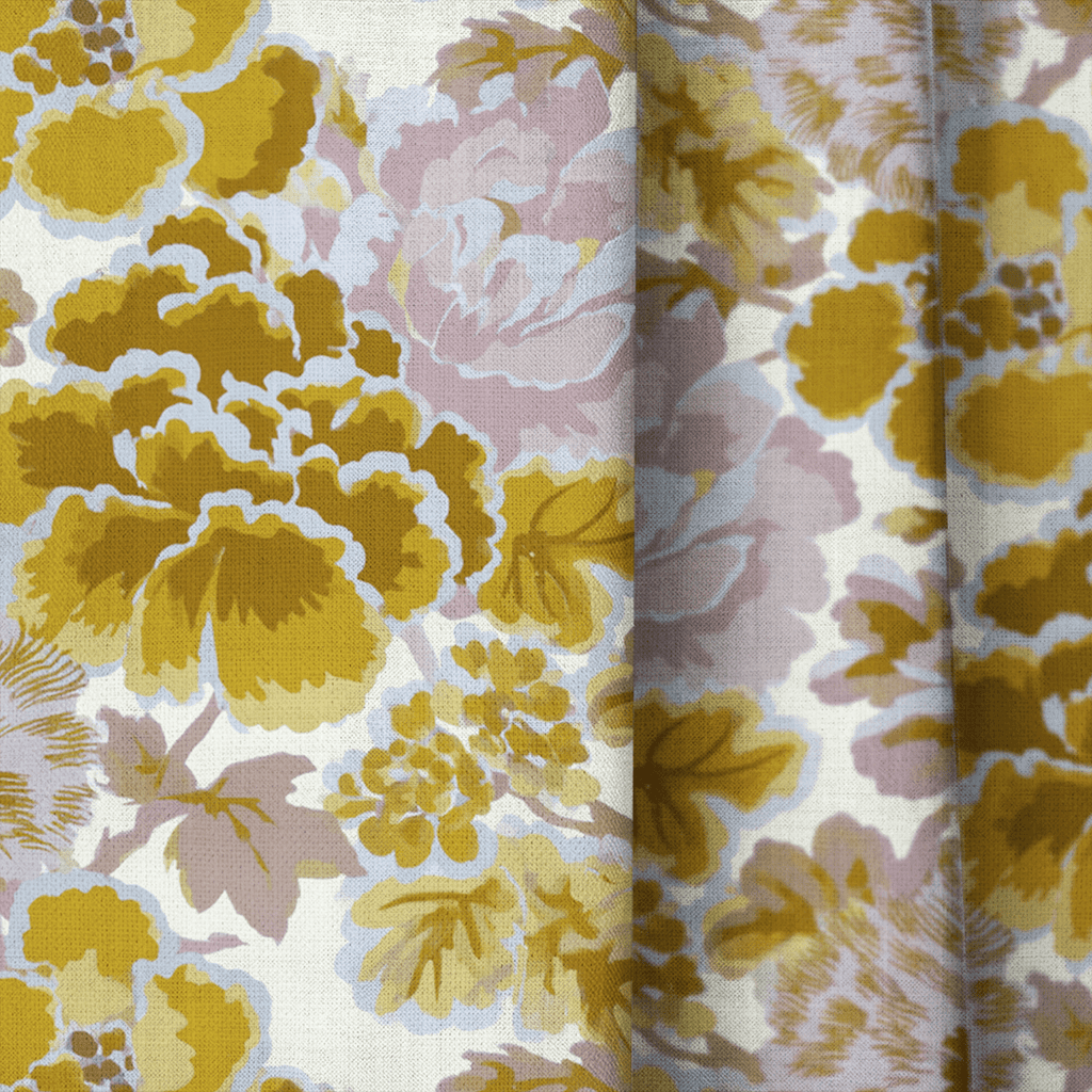 Ochre Blooms - Curtain Panel - The Drapery
