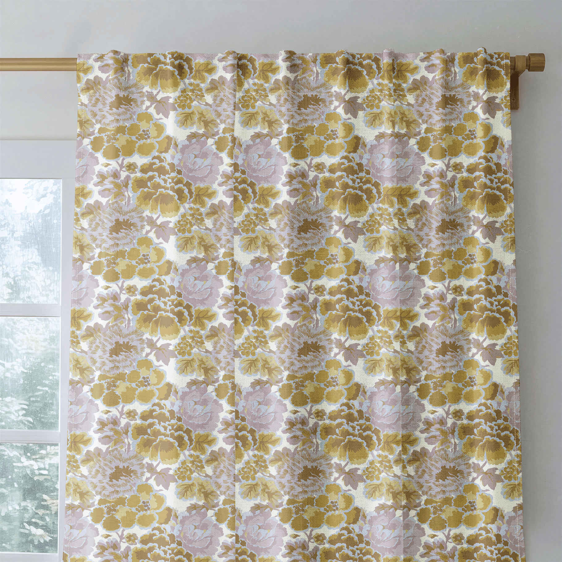 Ochre Blooms - Curtain Panel - The Drapery