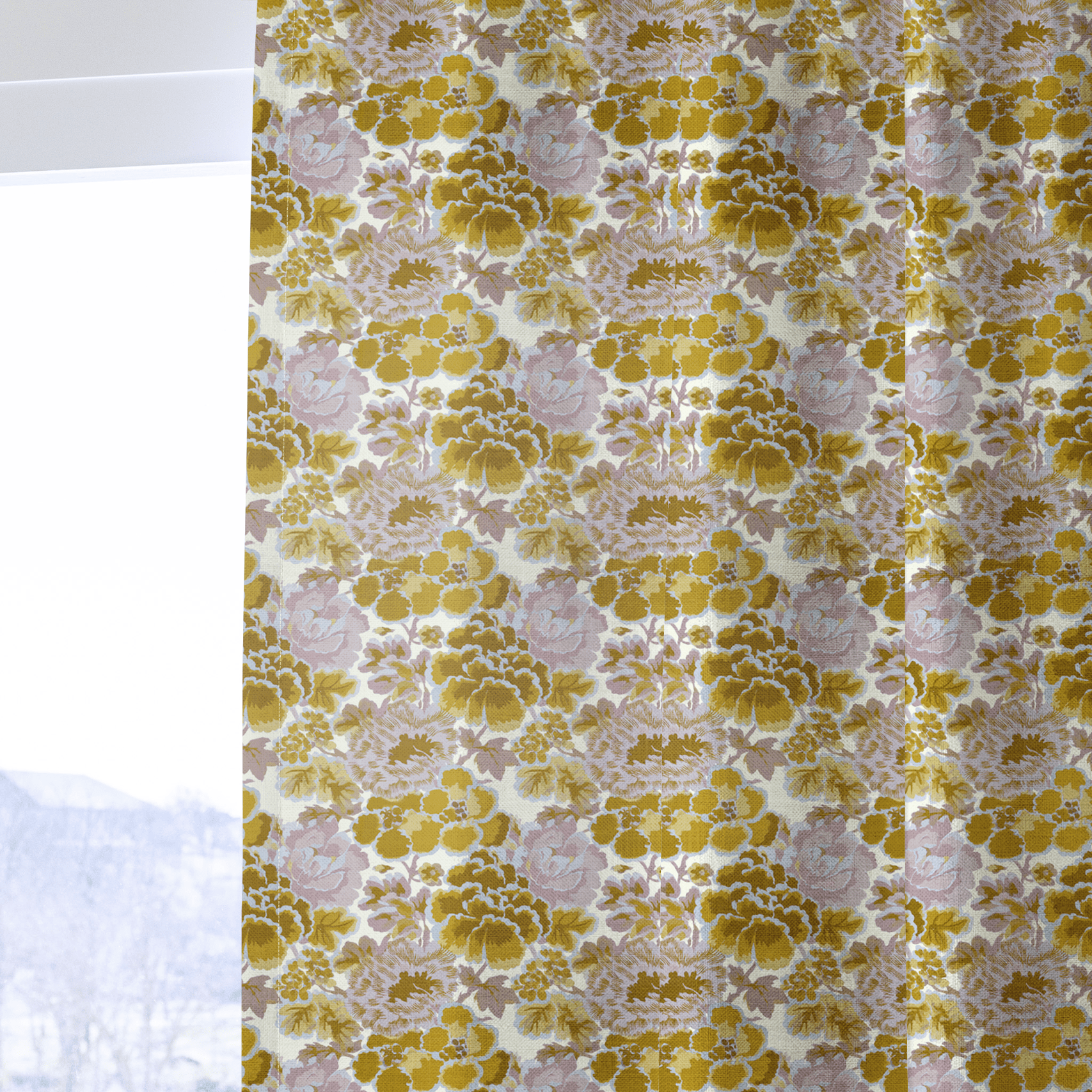 Ochre Blooms - Curtain Panel - The Drapery