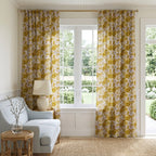 Ochre Gentle Bloom - Curtain Panel - The Drapery