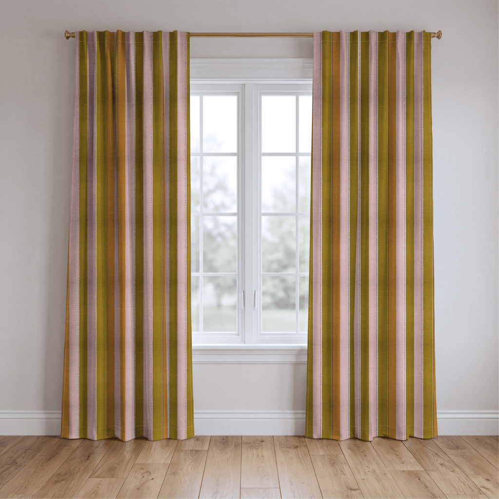 Olive and Blush - Curtain Panel - The Drapery