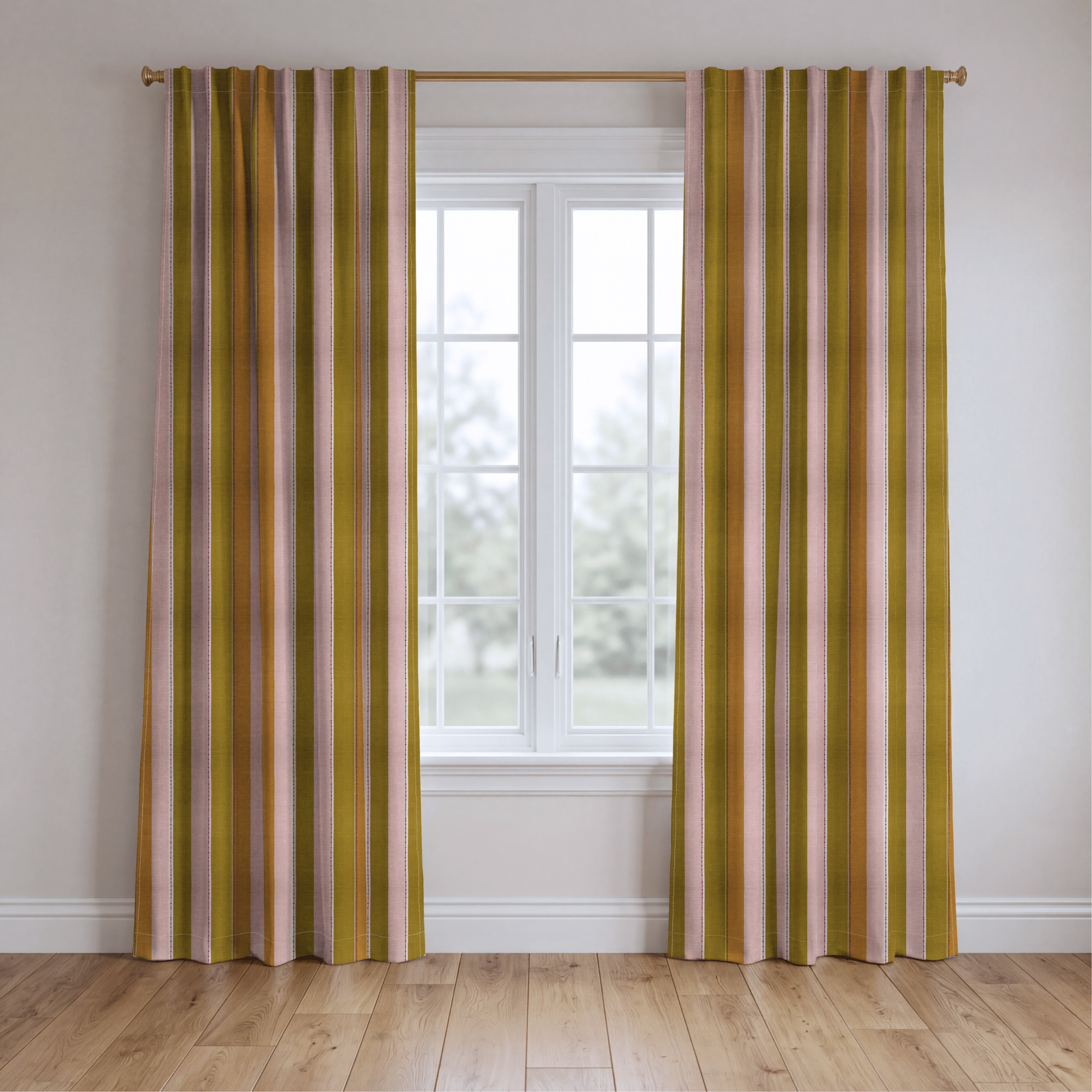 Olive and Blush - Curtain Panel - The Drapery