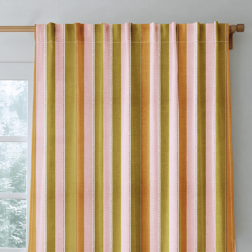 Olive and Blush - Curtain Panel - The Drapery