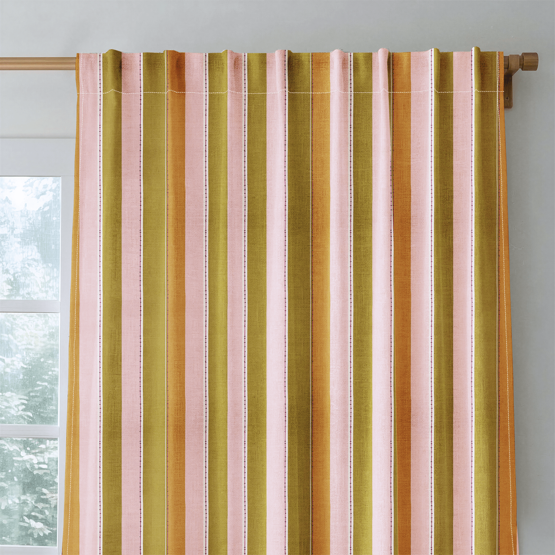 Olive and Blush - Curtain Panel - The Drapery