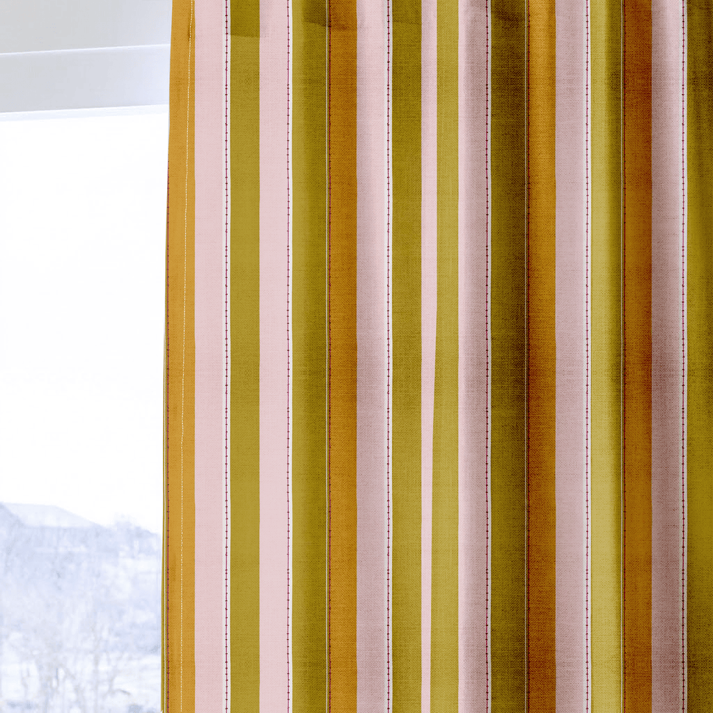 Olive and Blush - Curtain Panel - The Drapery