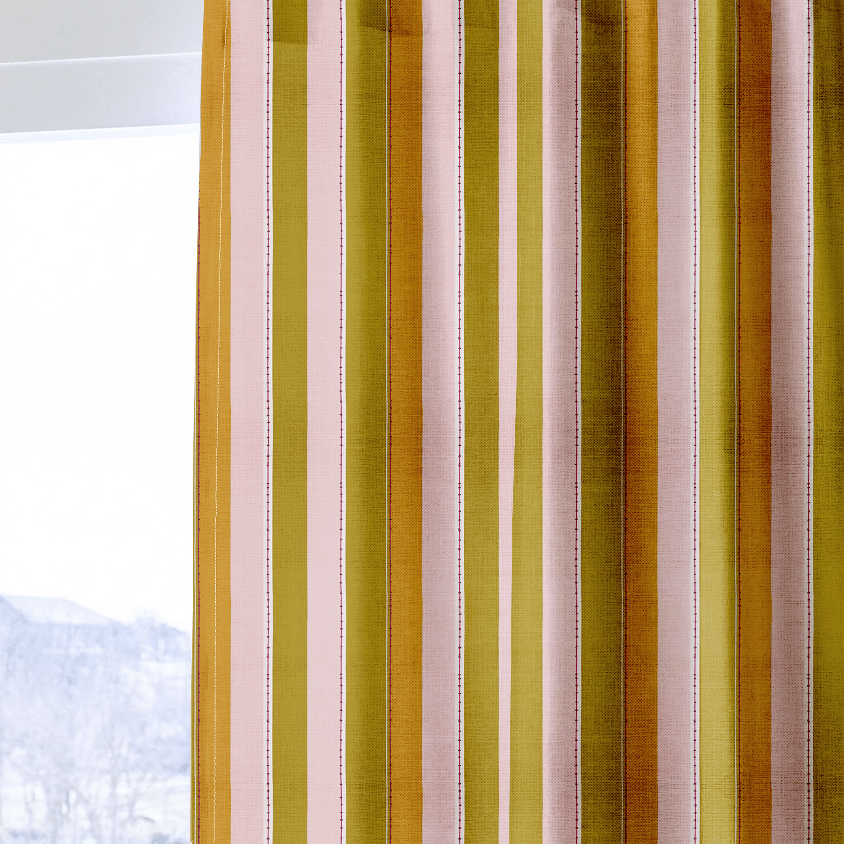Olive and Blush - Curtain Panel - The Drapery