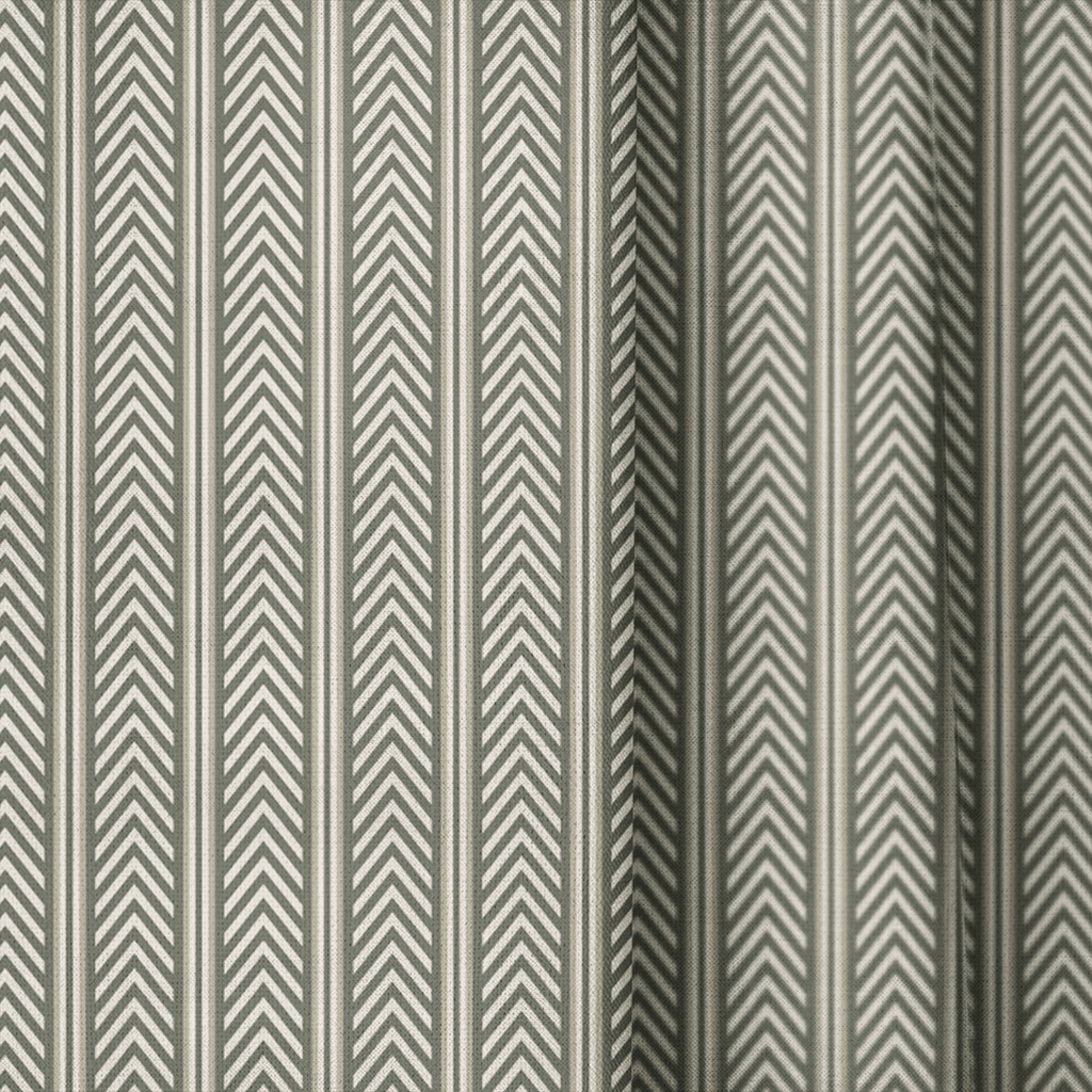 Olive Herringbone - Curtain Panel - The Drapery