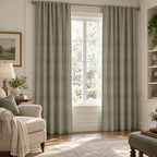 Olive Herringbone - Curtain Panel - The Drapery