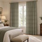 Olive Herringbone - Curtain Panel - The Drapery