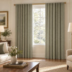 Olive Herringbone - Curtain Panel - The Drapery