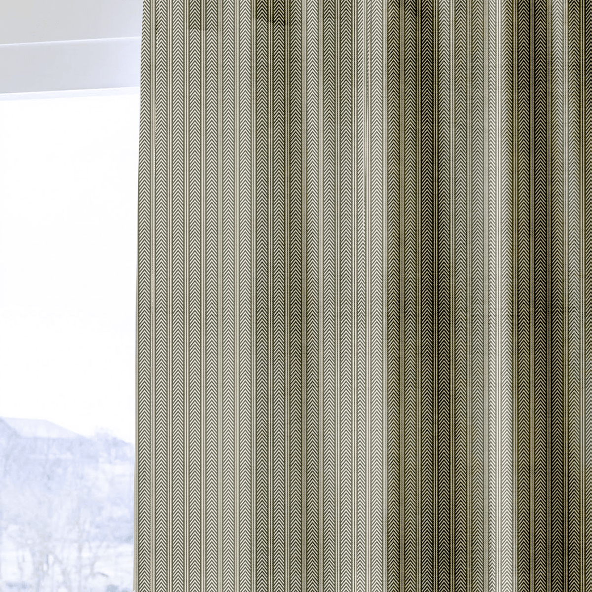 Olive Herringbone - Curtain Panel - The Drapery