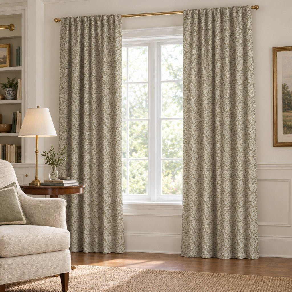 Olive Palmetto - Curtain Panel - The Drapery